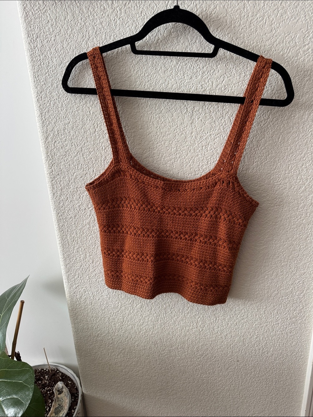 Lulu's Rust Crochet Knit Tank Camisole